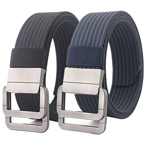 Belts Men, Military Double D-ring Adjustable Buckle Nylon Tactical Belt, 2 Pack