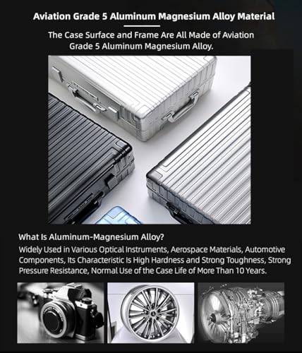 All Aluminum Hardshell Luggage, Airline Approved Zipperless Hardside Carry on Suitcase with Spinner Wheels, Checked Aluminium Luggage Metal Rolling Luggage Case for Travel, Business (Silver, 20 inch)3