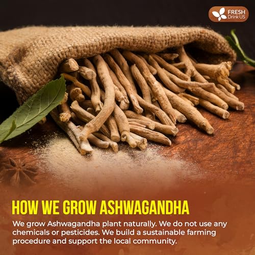 Image of FreshDrinkUS, Premium 20oz Ashwagandha Powder, 100% Natural & Pure, Herbal Tea, No Sugar, No Caffeine, No Gluten, Vegan.