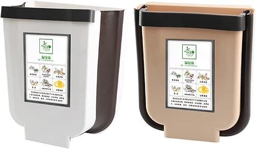 Miniatura 9 de CHICIRIS Basurero plegable para cocina, cubo de basura colgante de cocina, cubo de basura plegable de plástico de 9 litros con soporte de fijación