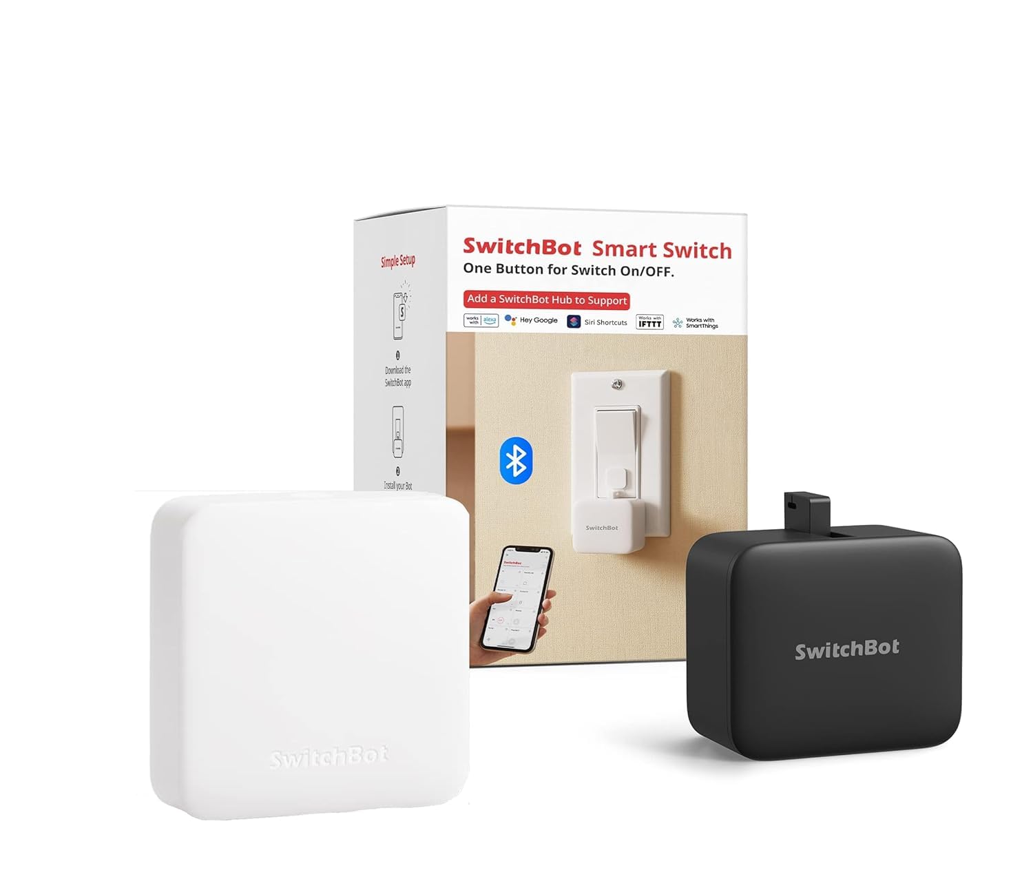SwitchBot Smart Switch Toggle & Hub Mini Set - App & Sprachsteuerung, kompatibel mit Alexa, Google Home & IFTTT