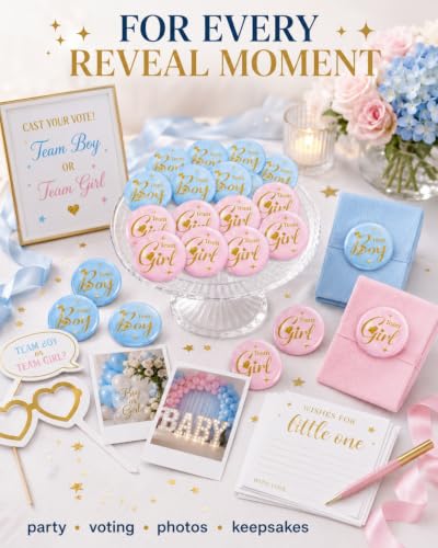BTACGWP 30 Badges Gender Reveal Bleu Rose Accessoires Décoration Baby Shower Fille ou Garçon – vue 6