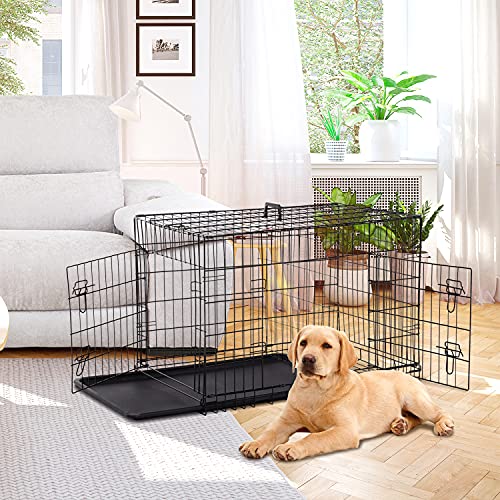 HCY, Dog Crate, Dog Kennel 48 Inch Double Door Metal Crate Foldable Puppy Supplies Cage with Divider Panel, Handle… - Image 7