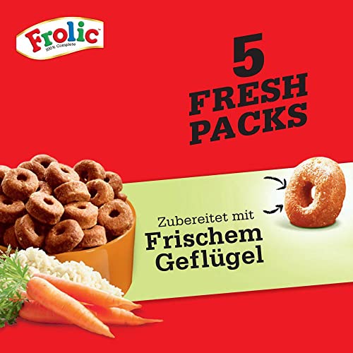 Frolic Hundefutter Trockenfutter mit Geflügel, Gemüse und Reis, 5 Beutel (5 x 1,5kg)