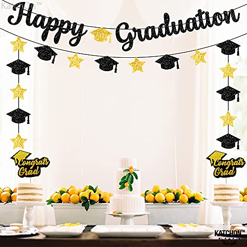 Image of KatchOn, Glitter Happy Graduation Banner - No DIY, Pre-Strung | 2026 Graduation Decorations, Grad Cap Decorations | Congrats Grad Banner for Grad Party Decor Class of 2026