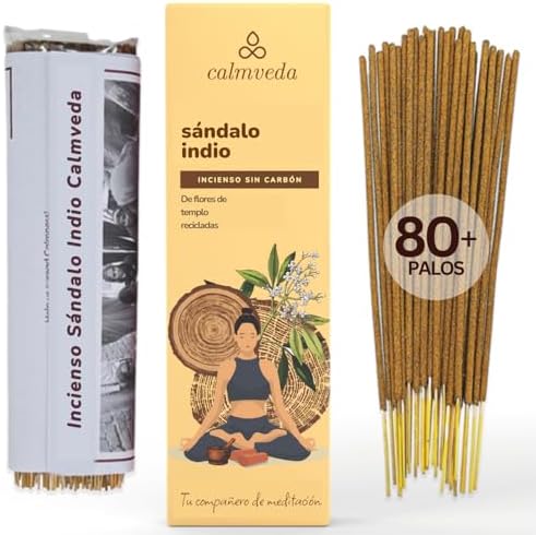 Indian Natural Sandalwood Incense - (80 Incense Sticks) Carbon Fr...