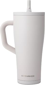 Ice Shaker 32 oz Tumbler with Handle and Straw | 32oz Sandy Beach | Cold for 30+ Hours | 2-in-1 Tumbler Shaker Bottle | Odor-Free 32 ounce Bottle for Water, Protein Shakes, Smoothies, Cocktails