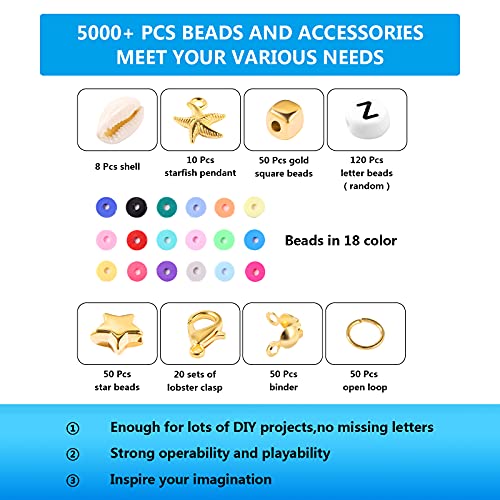 4000 stuks kleiparels, 6 mm vlakke, ronde kralen met 270 sieradenproductiekit, 20 kleuren, handgemaakte platte kralen… - Afbeelding 3