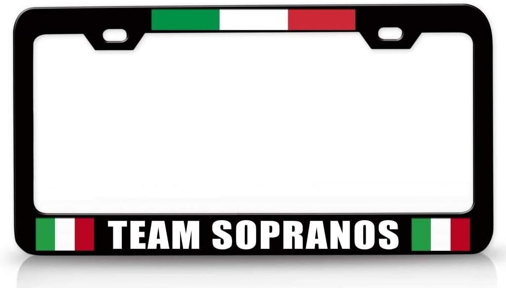 Team Sopranos Italian Flag Metal Car SUV Truck License Plate Frame Bl i18