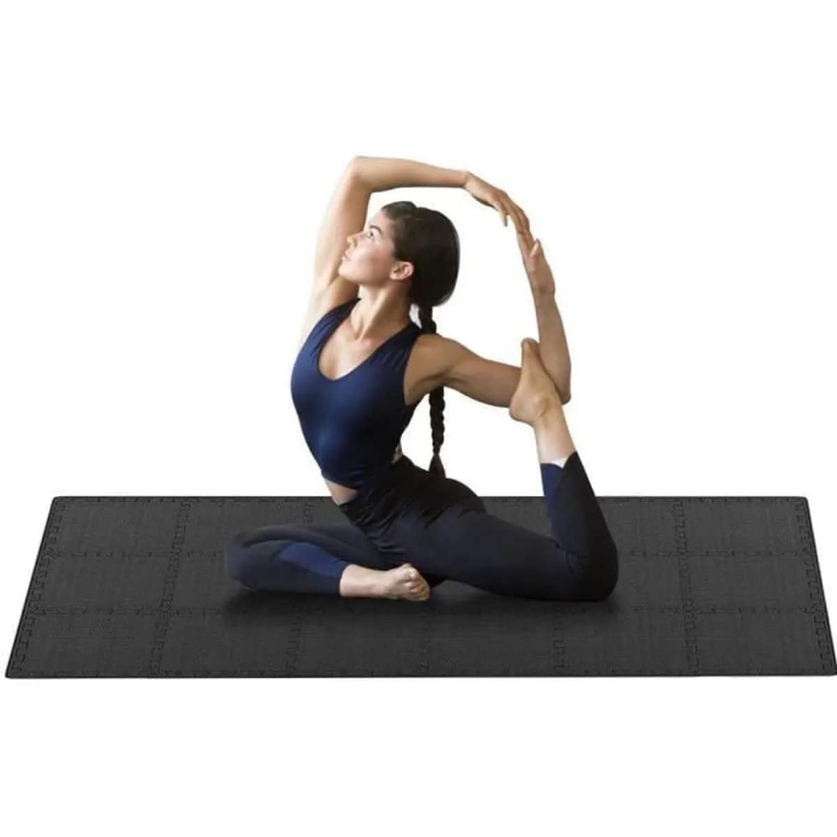 Tappeto Palestra, Tappeto Puzzle, Tappeto Gomma Antiscivolo, set x 18, Tappetino Fitness, Home Gym, Tatami Palestra, Tappeti, Pavimento Gommato Palestra, Tappetino Ginnastica (NERO)