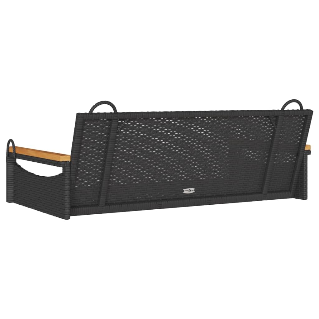 vidaXL Panchina Dondolo Nera 109x62x40 cm in Polyrattan, seduta sospesa, seduta a dondolo da giardino, seduta a dondolo in polyrattan