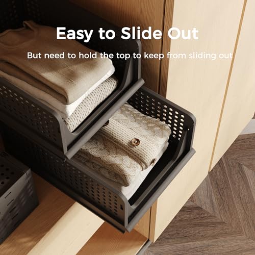 image for Pinkpum 5 Pack Folding Closet Organizers - Stackable Plastic Drawer Ba
