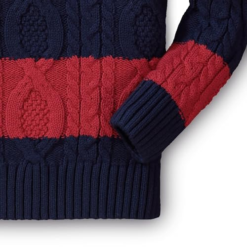 Image of Hope & Henry Boys' Mock Neck Cable Sweater with Button Placket