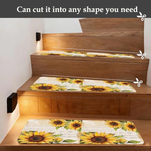 Alfombras para escaleras interiores Mexpekil de 7.8x30 pulgadas con girasoles 7