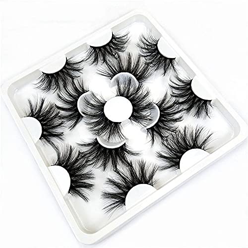 25mm Criss-cross Fluffy False Eyelashes KISSNOWY 7Pairs Faux Mink Hair Lashes, Cruelty-free Eye Extension Makeup Tools For 8D Dramatic effect (6.0）