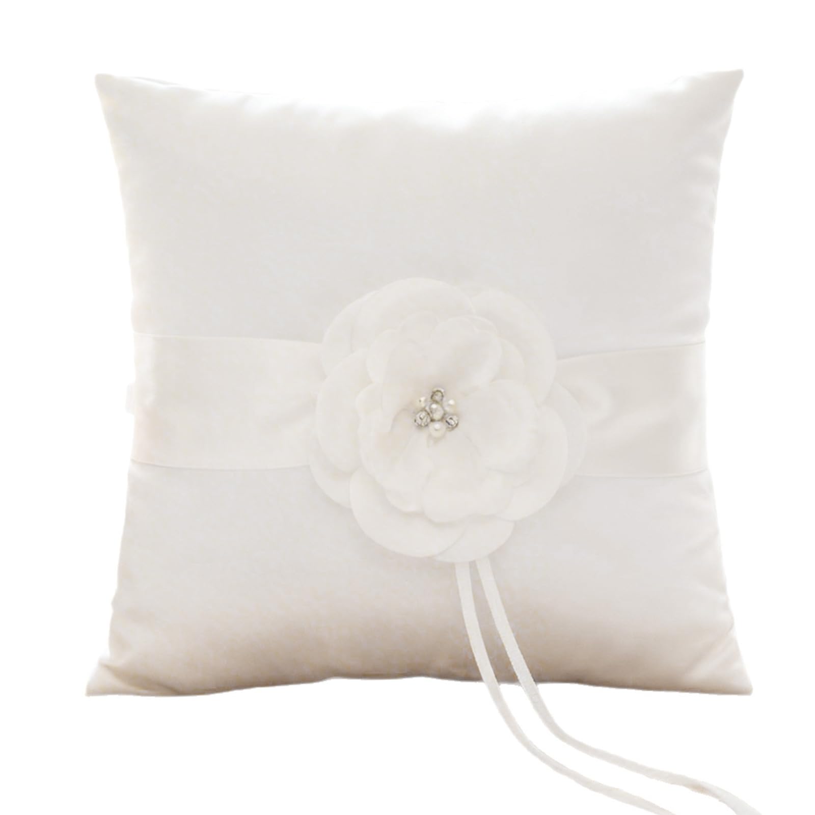 Limtula Cream Satined Flower Wedding Rings Holder Bearer Pillow With Square Shape Bridal Shower Gift Ceremony Rings Exchange Use Bridal Ceremony Holder