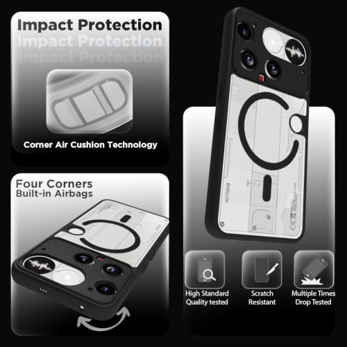Image of RIGGEAR Shockproof Sleek Hybrid Armor Back Cover Case Compatible with MagSafe Accessories for Nothing Phone 3 (Clear PC + Black TPU Bumper)