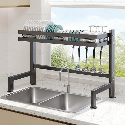 SpaceSavingDish Rack- Organizador vertical de 1 nivel, solución de almacenamiento de cocina para secar platos, platos y utensilios