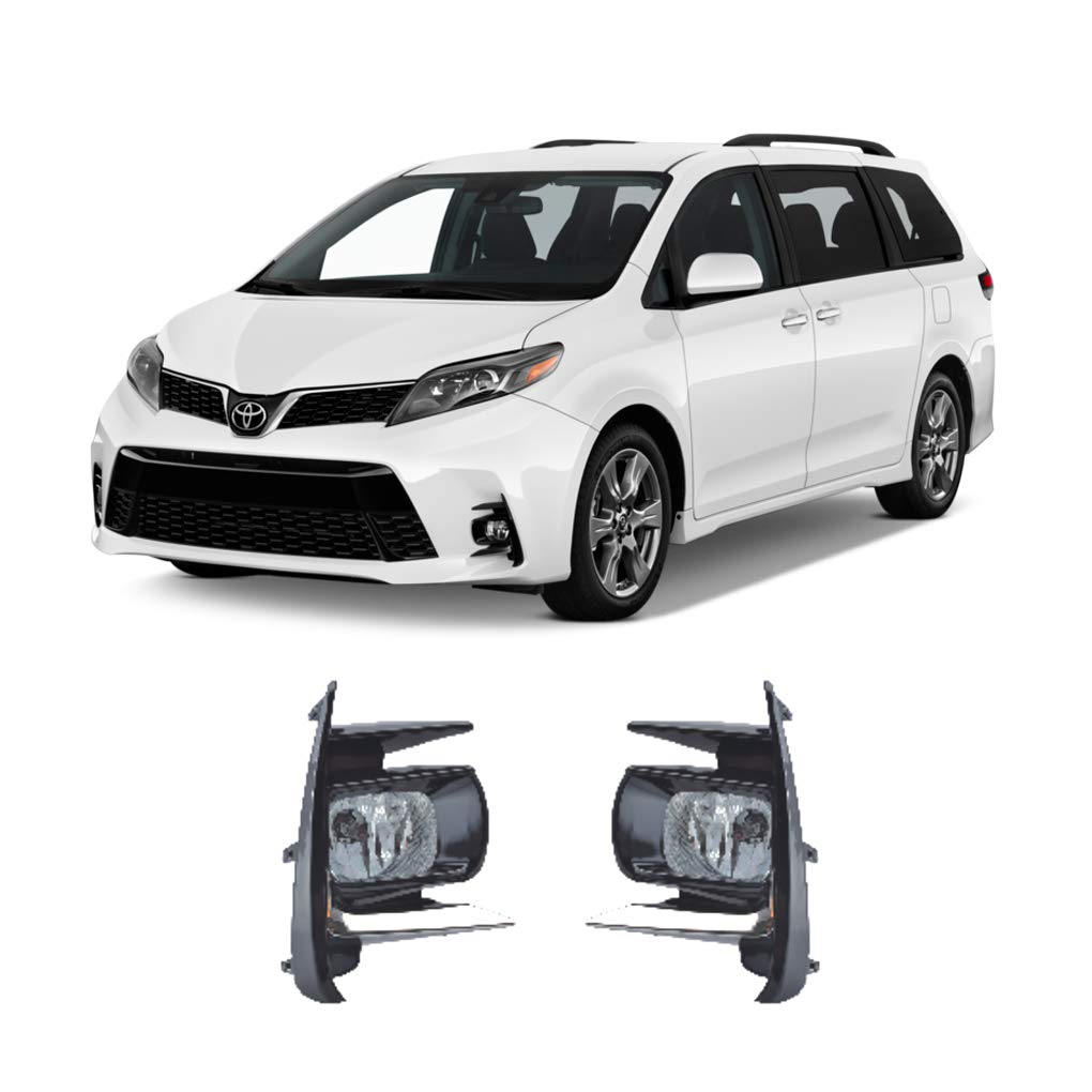 CONCEPT AUTOMOTIVE LIGHTSReplacement For 2018-2020 Toyota Sienna Chrome Fog Lights Lamps with Assembly Set L&R Side