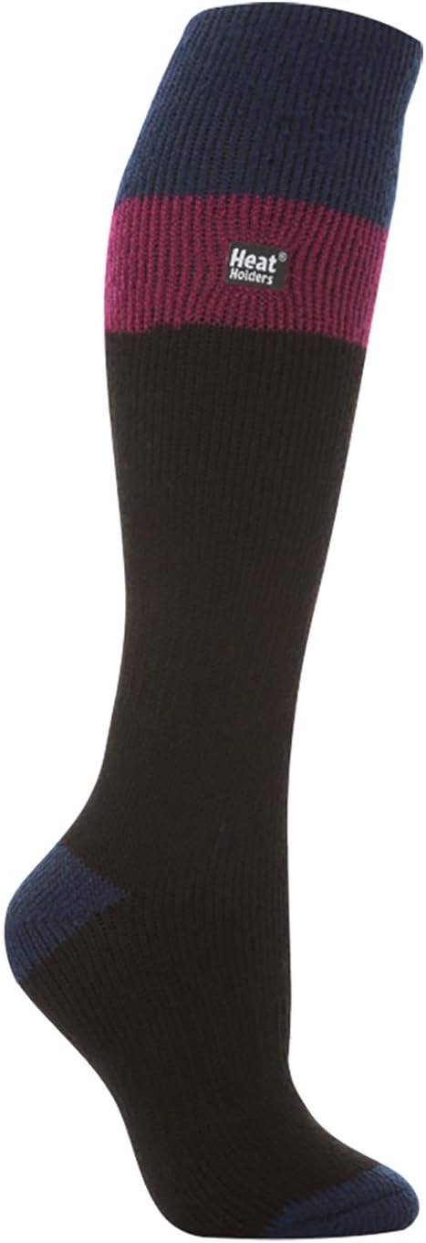 HEAT HOLDERS 3 Pair Multipack Womens Thermal Warm Knee High Ski Socks (5-9, Black/Fuchsia)