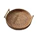 Rund Wicker Tray Runde Rattan-Speicher-Fach handgewebte Weidenkorb mit Griff für Brot Obst Essen Frühstück Display (24x7cm)