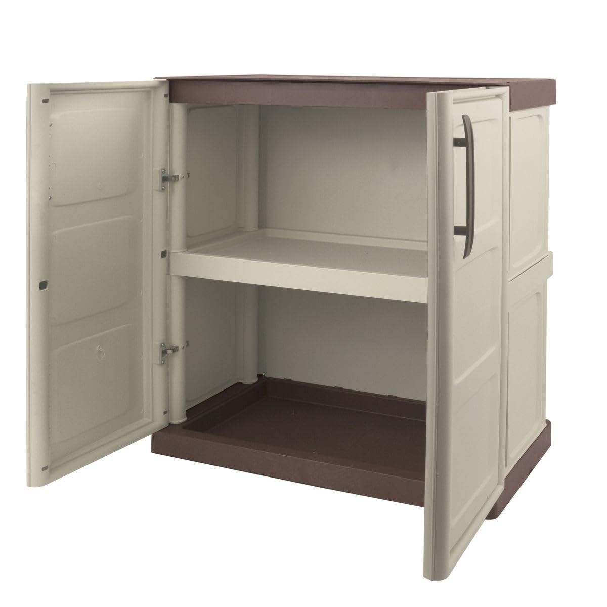 INTEC - Armoire de Rangement Garage Atelier - Armoire Basse 2 Portes et 1 étagère Polypropylène 70 x 39 x 85.5cm Charge 20 kg
