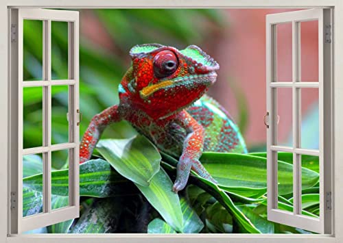 Wall Stickers Mural Decals Chameleon Lizard Jungle Spotted 3D Wall Sticker Poster Decal Mural Bedroom-50X70Cm #TOP4