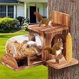 Wood Squirrel Feeder, Squirrel Feeders for Outside Garden Tree, Chipmunk Feeder...