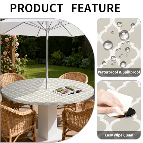 ARTSGOO Outdoor Tablecloth with Umbrella Hole and Zipper Fits 49-52" Tables by ARTSGOO - Used condition - Image 4
