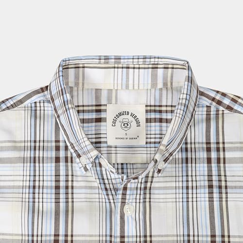 Image of Dubinik Mens Short Sleeve Button Down Shirts Soft Breathable Summer Vintage Regular Fit Lightweight Men's Casual Shirt