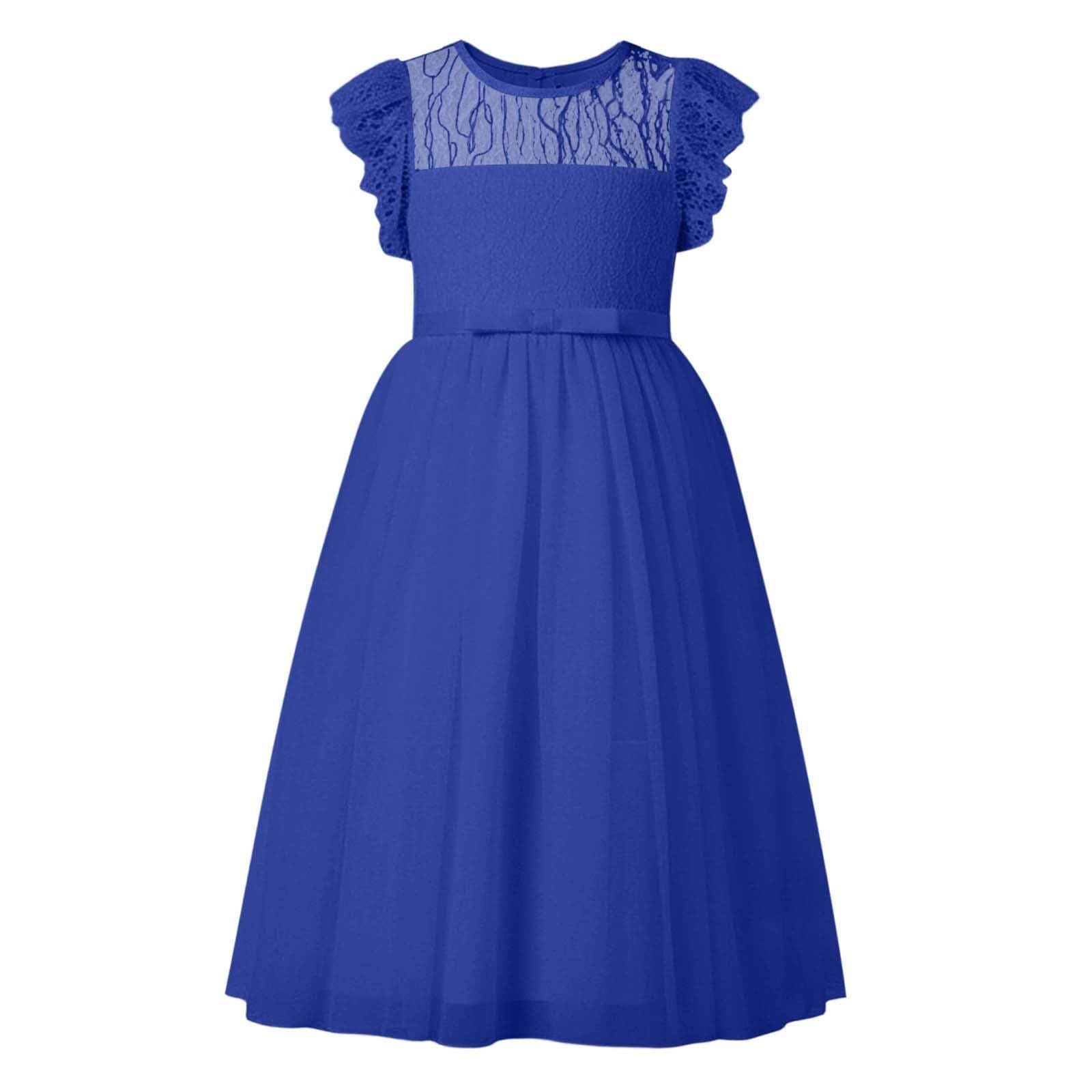 Sommerkleid Mädchen charmante Swing Kleider Elegante Sommerkleider pflegeleicht und langlebig Festliche Partykleider leichte Mädchenkleider mit Flügelärmel romantisch passend für Mädchen 1-15 Jahre