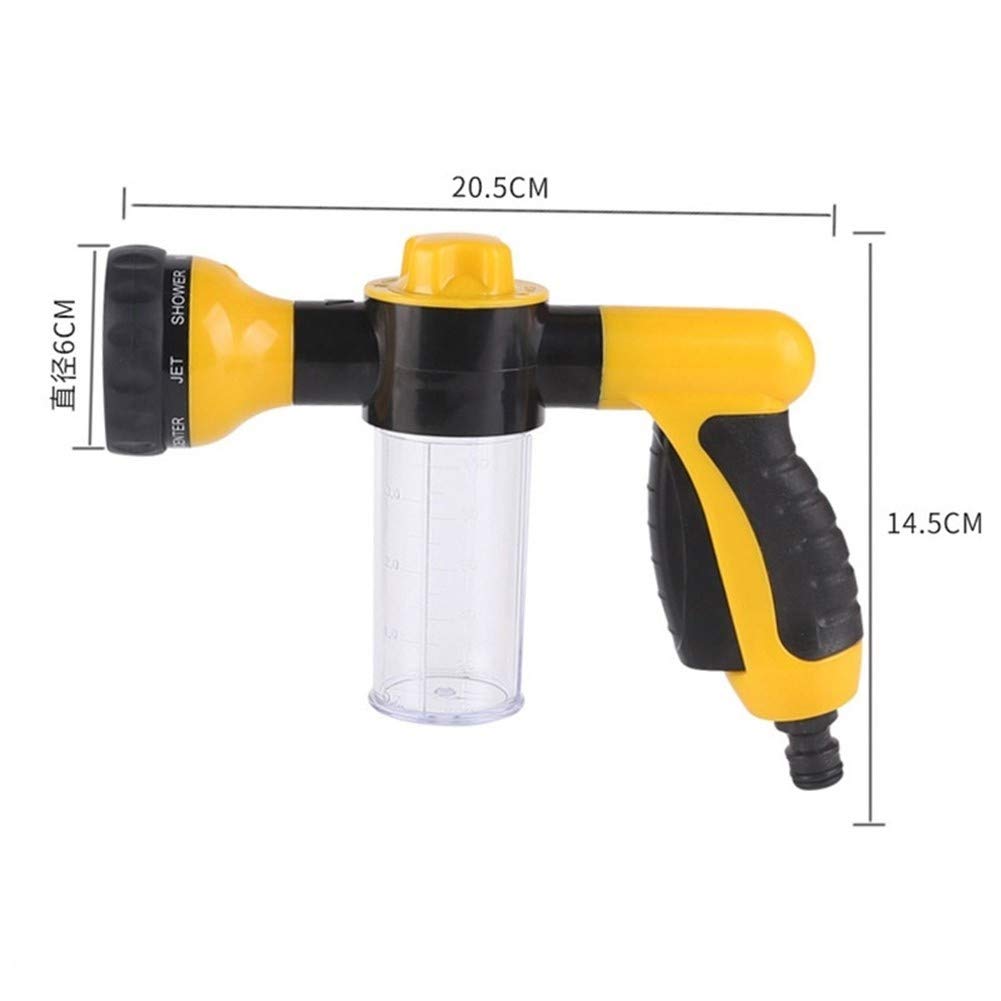 Pistola de Riego de Jardin Multifunción espuma Boquilla NewPortable Auto espuma de agua de alta presión 8 Patrones de rociado Limpiador a presión de coches herramienta de limpieza del rociador