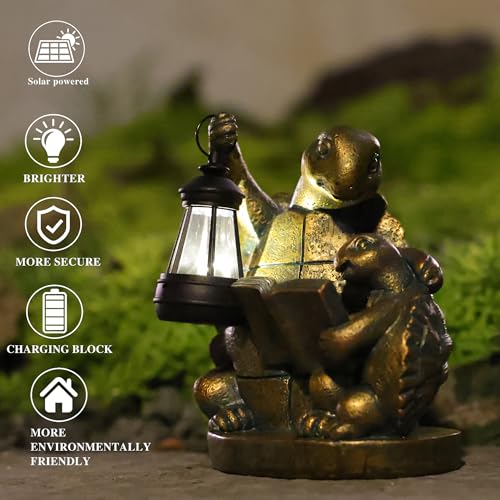 EPTUEGA Turtle Solar Powered Outdoor Garden Statue, Resin Statue with Solar Light Lantern, Decorative Lawn, Yard Outdoor Turtle Decoration. Unique Home Decoration, Gifts for Women,Mom on Mother's Day — view 5
