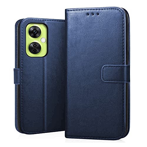 Image of CEDO Flip Cover for OnePlus Nord CE 3 Lite (5G) | Leather Finish | Inside Pockets & Inbuilt Stand | Shockproof Wallet Style Magnetic Closure Back Case Flipcover (Blue)