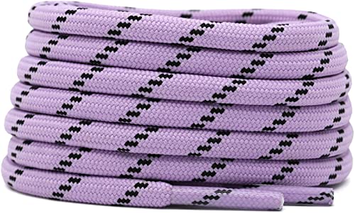 Image of Shoelaces for Hiking Shoes, Outdoor Walking Sneakers, Outdoor Hiking, Climbing, Basketball, Work Boot, Running, Sport Shoes (120 Cm /48 Inch, Purple Black)
