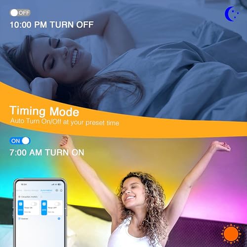 Image of VOLIVO 50 ft Led Strip Lights for Bedroom, Color Changing Led Light Strips Kit with Bluetooth App Control and IR Remote, RGB Music Sync Lighting for Room, Home Decor
