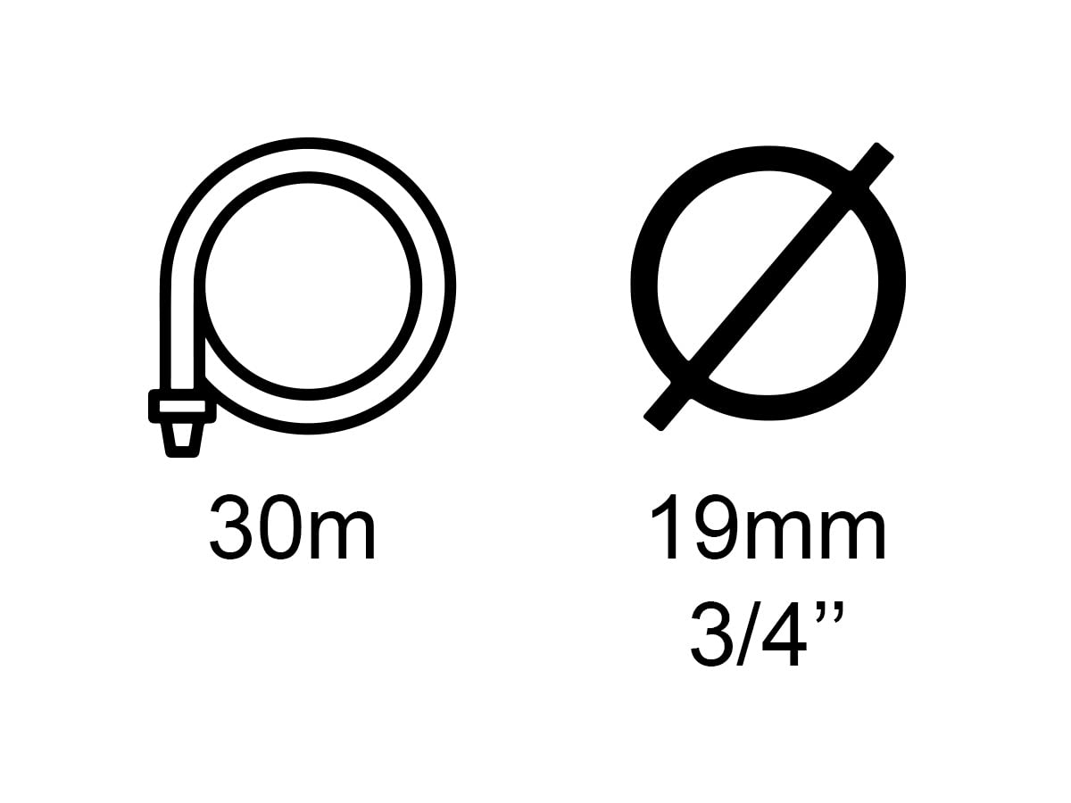 Tubo Irrigazione Retinato 3/4'' 19mm, Tubo Acqua Giardino, 3 Strati Colore Nero Verde (30M)