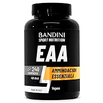 Bandini® EAA Aminoacidi Essenziali 240 COMPRESSE – Con 9 Amminoacidi Intra Pre e Post Workout – Favorisce la crescita ed il recupero muscolare – Essential Amino – Essenziale, Vegan e senza zuccheri