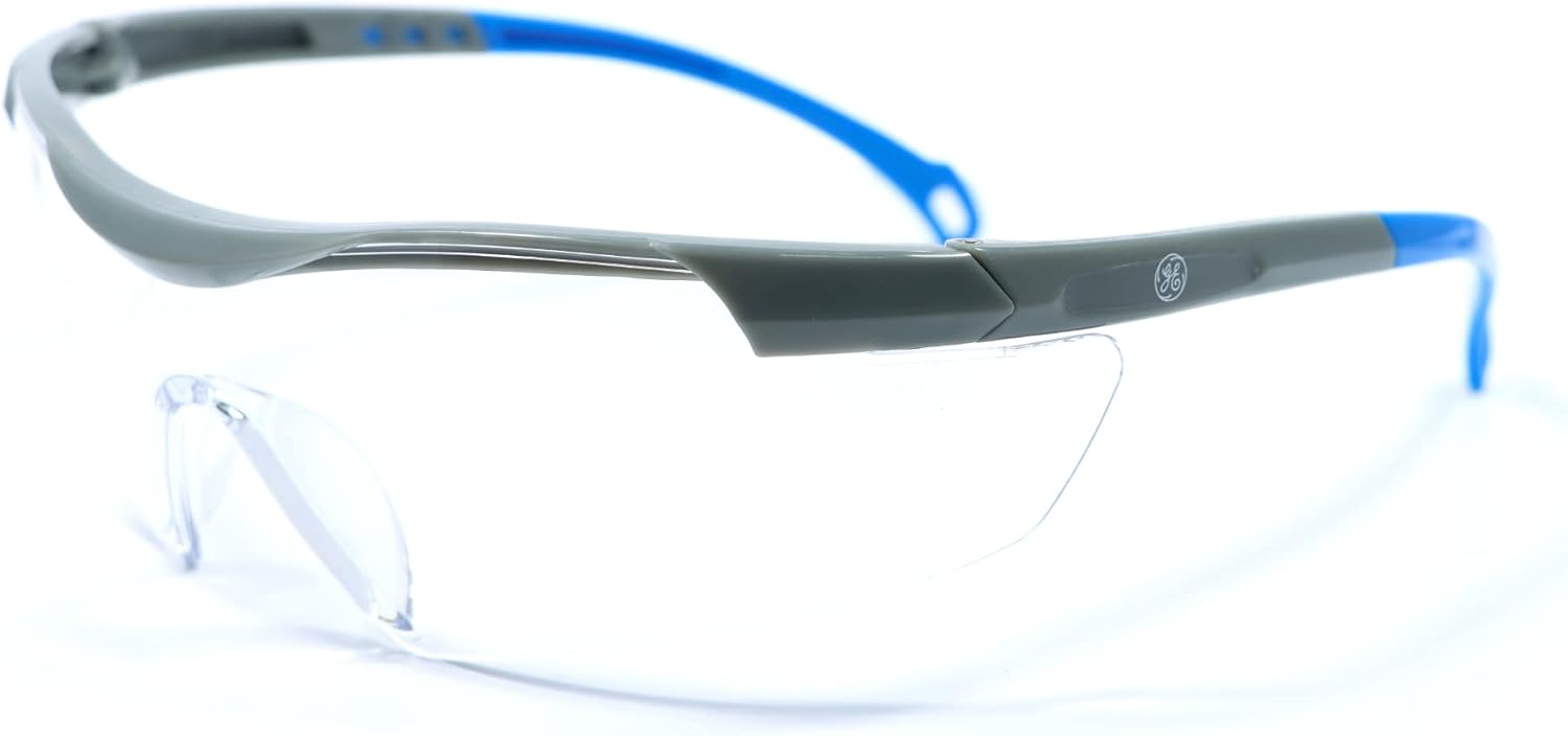 GE Safety Glasses, ANSI Z87.1, 01 Series, Anti-scratch Lens, 99.9% UV Protection, EN 166, 12 Pack