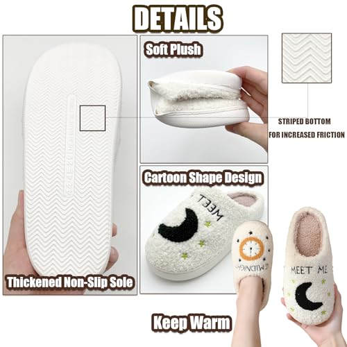 House Slippers for Women, Meet Me At Midnight Slippers Fluffy and Cozy Bedroom Slip On Shoes, Unisex ​for Indoor Outdoor Comfort -Ideal Holiday Birthday Gifts, Hsw0012