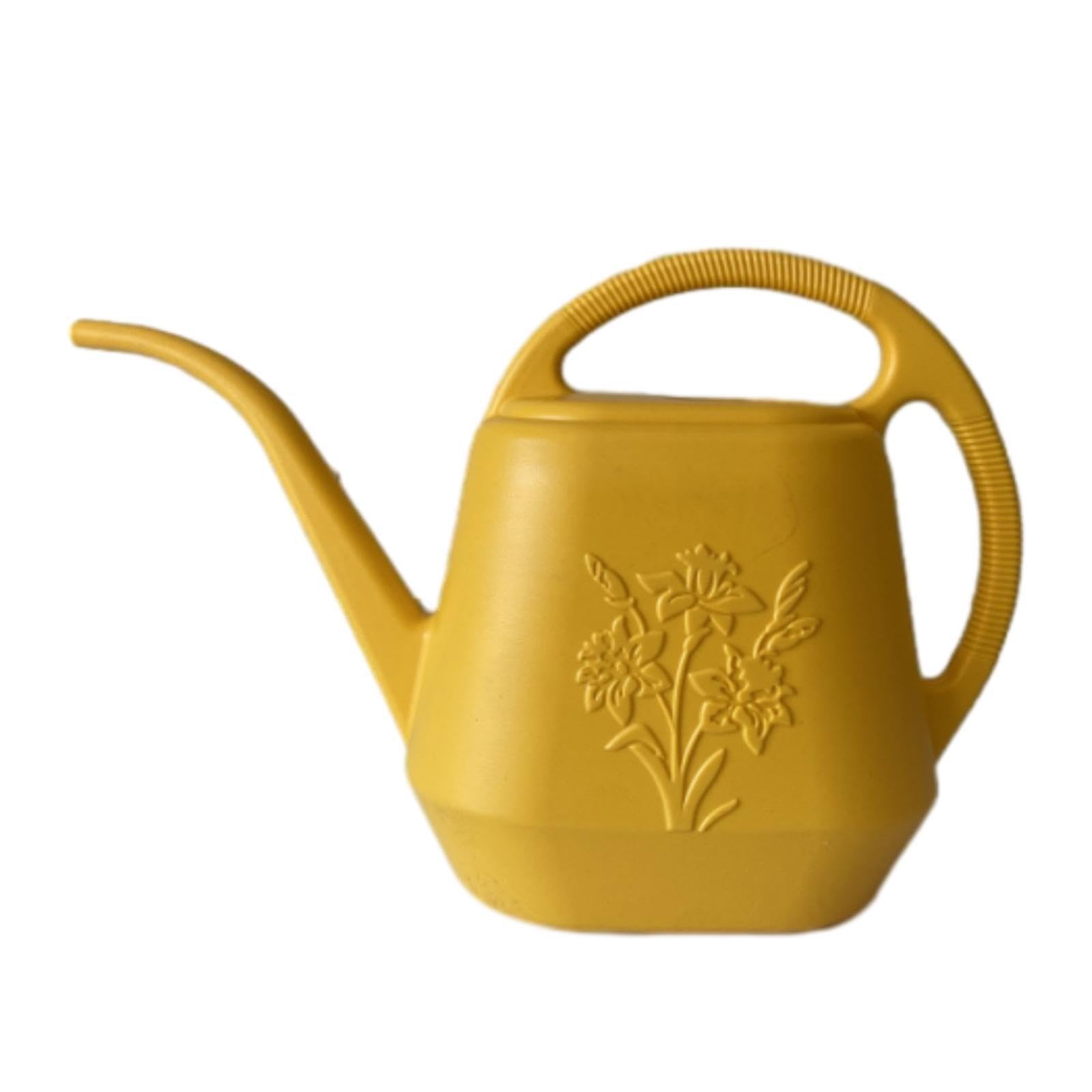 Quxvuis Yellow Watering Pot For Indoor Outdoor Ceramic Garden 4L Ergonomic Handle Durable Long Spout Watering Can Is Made Of Premium Garden Can Indoor Outdoor Plant, 38X24.5cm
