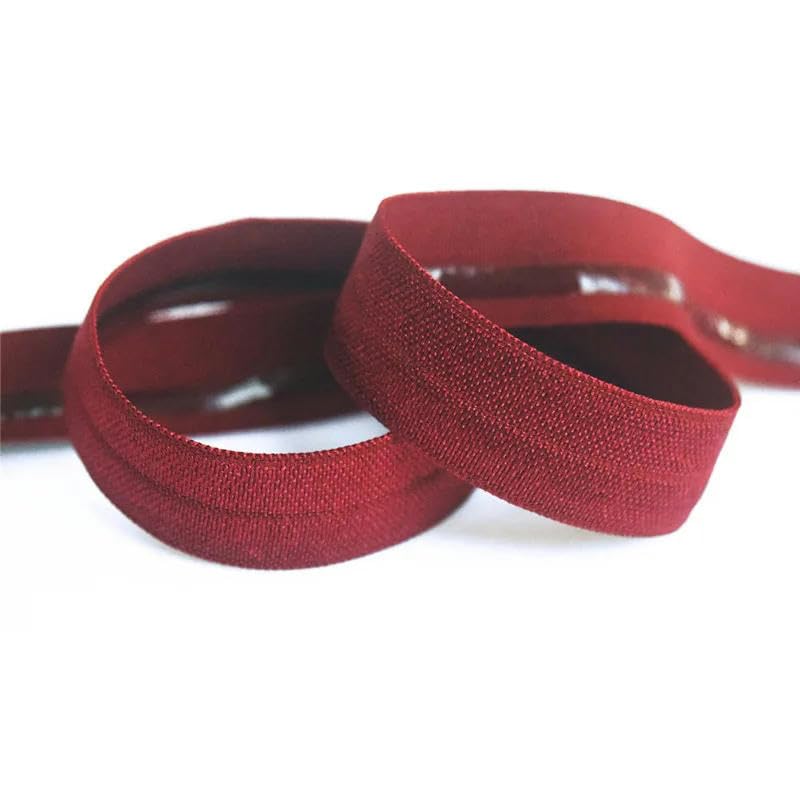 50 bandas elásticas de licra de satén con estampado de silicona de 15 mm y 5/8" para doblar, para el pelo, pelucas, vestidos, costura, adornos, Sherry, 50 yardas