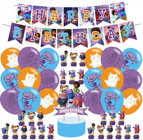 Home Movie Birthday Party Decorations ,Home Movie Birthday Party Favor with Banner, Ballons,Cake Topper, Cupcake Toppers for Boys Girls Gratuity Tip Tucci Oh Fans Party Supplies