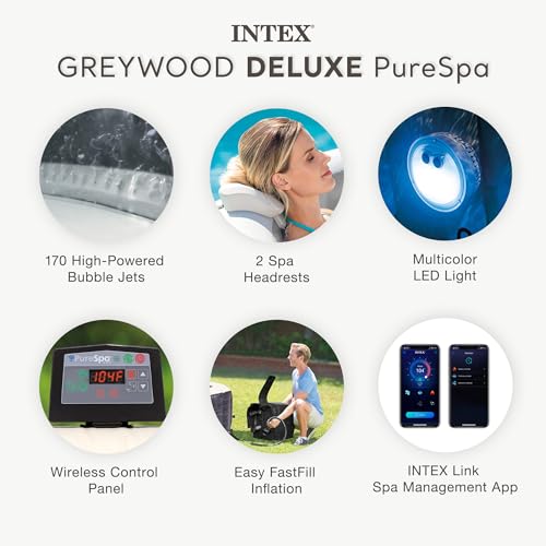 Image of INTEX PureSpa 6 Person Inflatable Hot Tub with Energy-Efficient Spa Cover