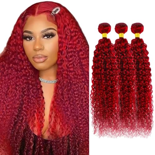 Red Kinky Curly Bundles Human Hair Braight Red Bundle 16