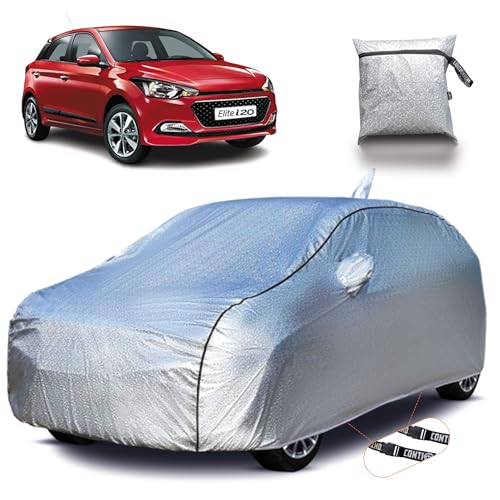Image of Continental [SilverGuard] Dual Belts Extra Protection Hyundai Elite i20 Car Cover (2015-2019) Build with Triple Stitch,Waterproof & Dustproof Car Cover for Elite i20 (Metallic Silver).