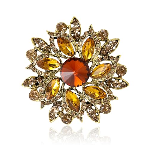 Image of Trendy Large Rhinestone Flower Brooches 8-color for Women Luxury Office Party Casual Pins Jewelry Accessories Gifts