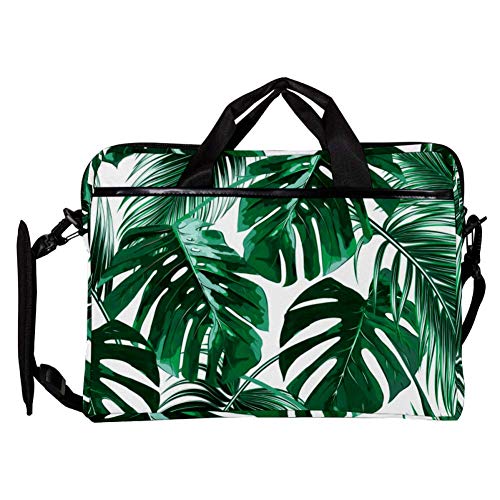 Maletín portátil 14 a 15 pulgadas antigolpes impermeable bolso bandolera hojas palma verde 3