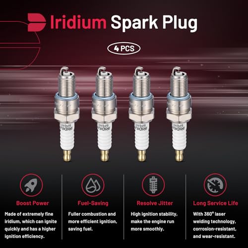 Image of BDFHYK 6578 Iridium Spark Plugs Compatible with Cherokee 300 Special Calais Suburban Dart 2.0L 3.2L 5.0L L4 L6 V8 Replacement for BPR4ES Set of 4