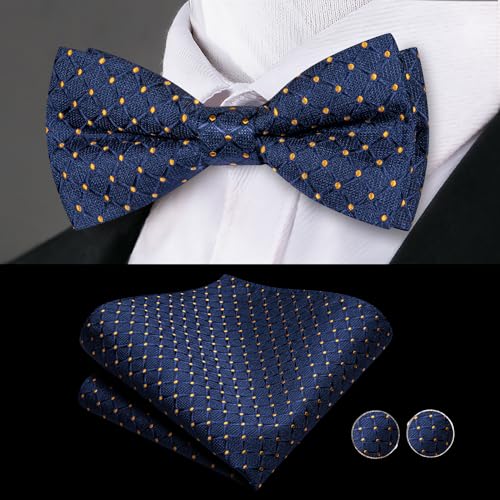 Image of Dubulle Mens Cummerbund and Bow Tie Set Paisley Floral Pretied Bowties for Men Pocket Square Cufflinks Wedding Business